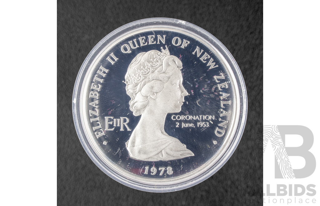 New Zealand 1978 Silver Proof One Dollar Coin, 25th Anniversary of the Coronation of QE2 .925