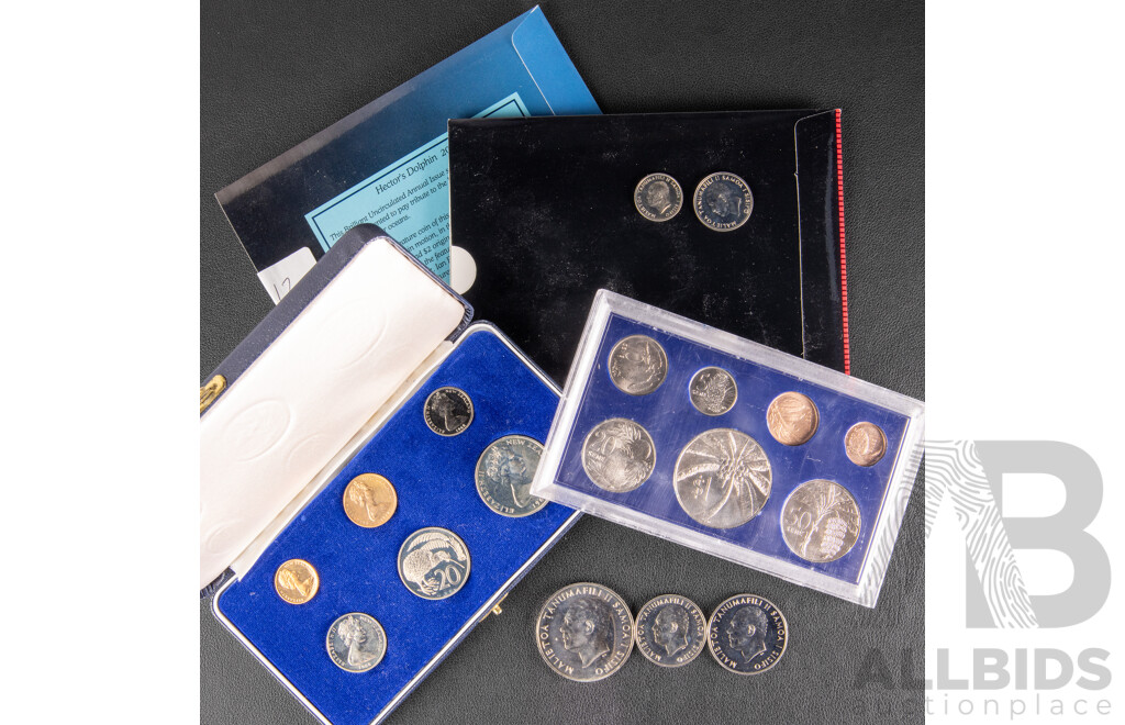 New Zealand 1968 Proof Coin Set, 1991 and 2002 UNC Coin Sets, Samoa 1967/1974 UNC Coin Sets