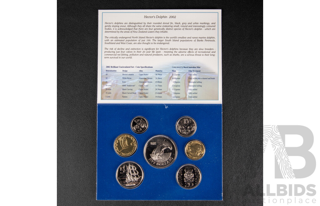 New Zealand 1968 Proof Coin Set, 1991 and 2002 UNC Coin Sets, Samoa 1967/1974 UNC Coin Sets