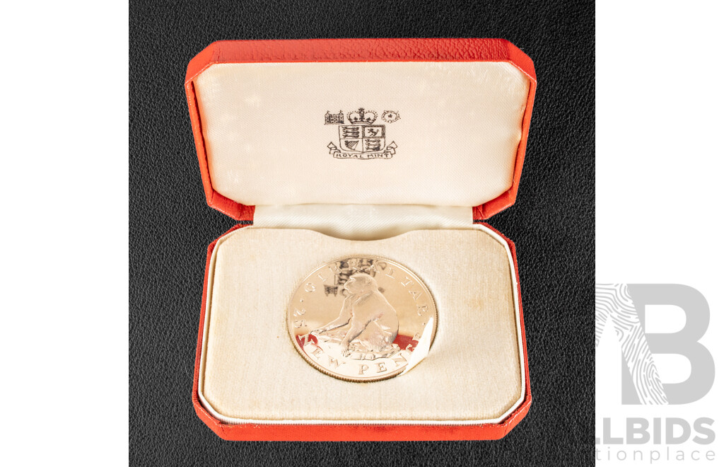 Gibraltar 1971 Silver Proof Crown, Barbary Ape .500