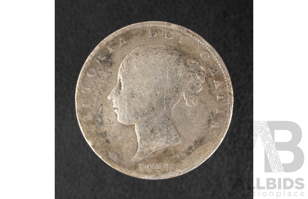 United Kingdom 1844 QV Silver Half Crown Coin .925