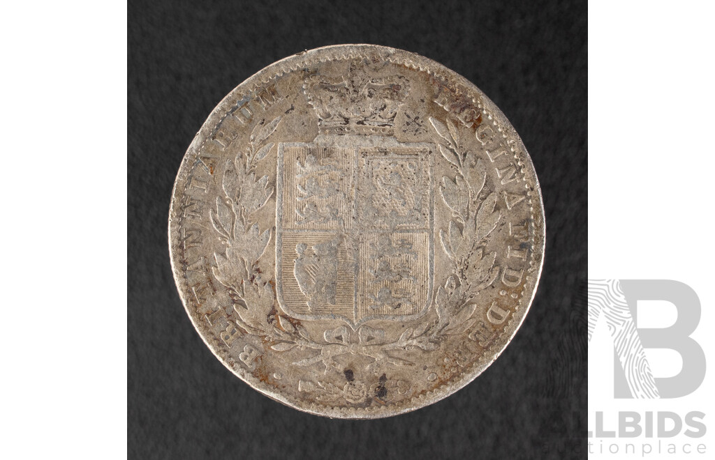 United Kingdom 1844 QV Silver Half Crown Coin .925