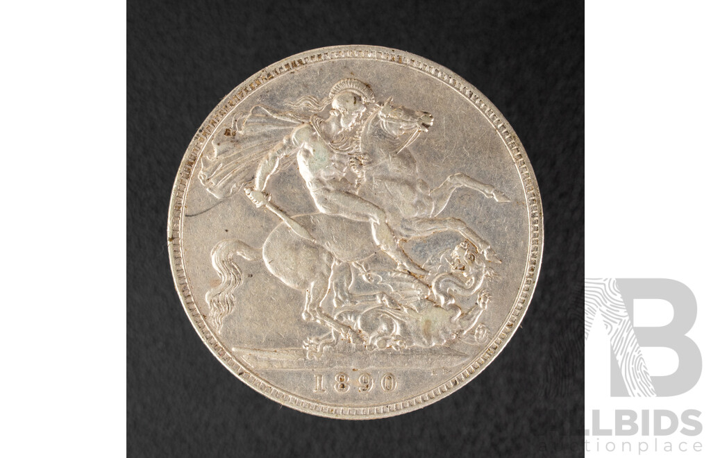 United Kingdom 1890 Queen Victoria Silver Crown .925