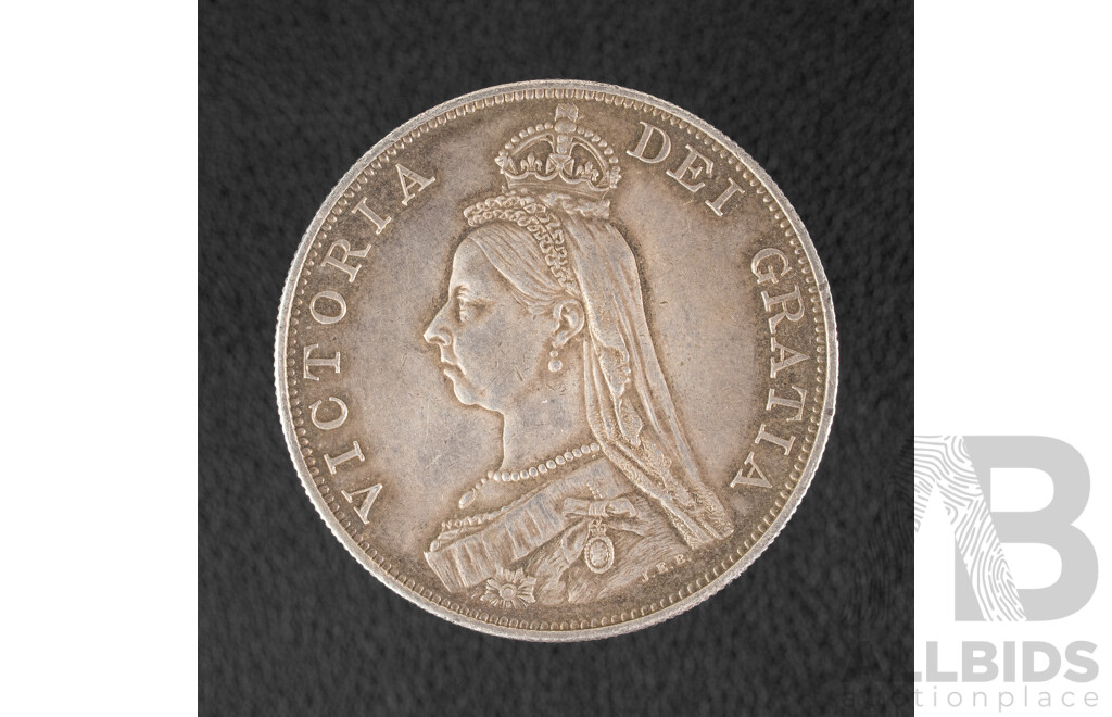 United Kingdom 1887 QV Silver Double Florin .925