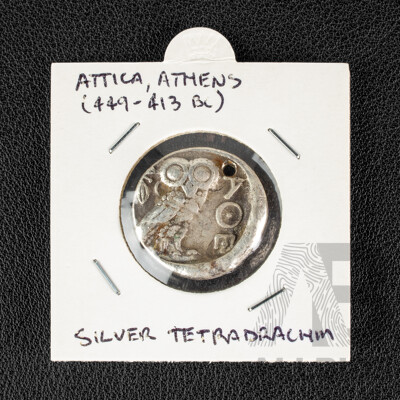 Greece 449 - 413 BC Silver Tetradrach, Owl Reverse