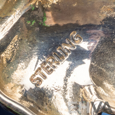 925 Sterling Silver Dog and Base Metal Enamel Sunflower Brooches - Lot of 2