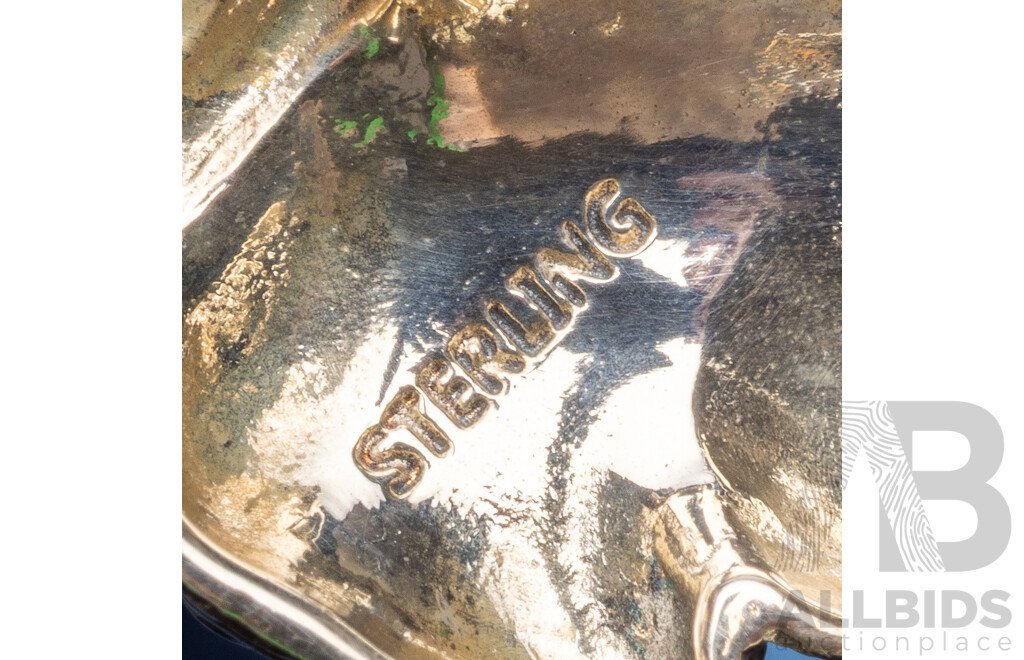 925 Sterling Silver Dog and Base Metal Enamel Sunflower Brooches - Lot of 2