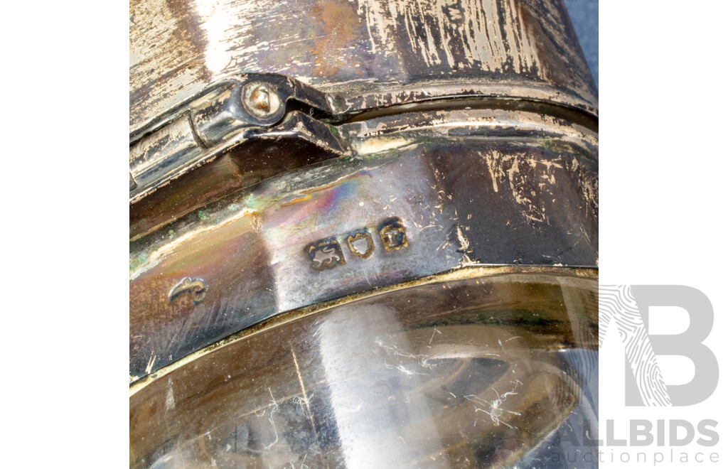 Antique Silver Pin Cushion, London, 1902, Silver Perfume Bottle with Tortoise Shell Top, London, 1912, Silver Lidded Trinket Jar