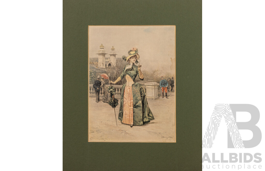 Very Niice Pair of Antique Coloured Prints, 46 x 37 cm (larger one) (2)