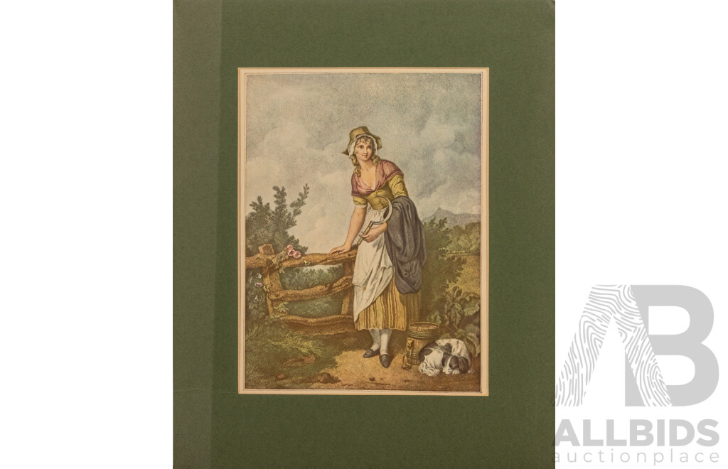 Very Niice Pair of Antique Coloured Prints, 46 x 37 cm (larger one) (2)