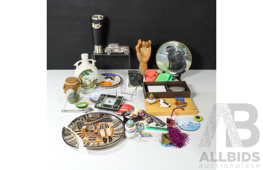 Collection of Sundries Including Budweiser Beer Stein, Coasters, Plates, Mannequin Hand, Hard Rock Mug and More