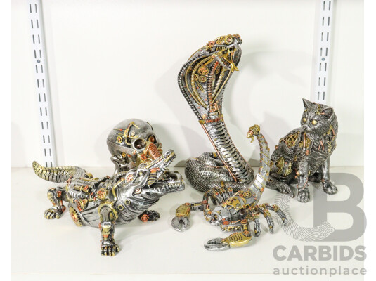 Collection of Five Steampunk Animal Figurines
