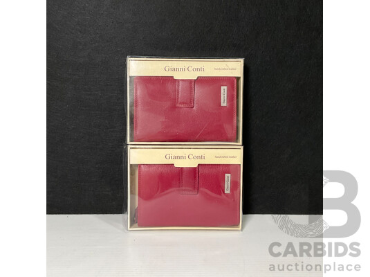 Pair of Gianni Conti Moda Italia Women's Red Leather Purses - in Original Boxes (2)