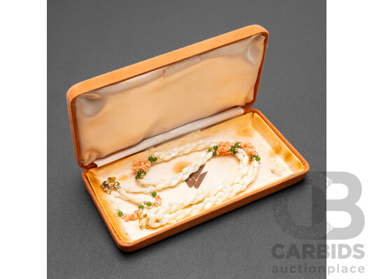 Vintage Mother of Pearl Necklace & Earrings Set