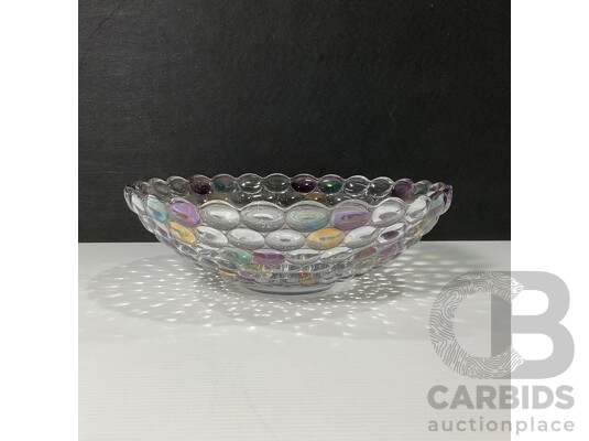 Coloured Bubble Glass Salad Bowl
