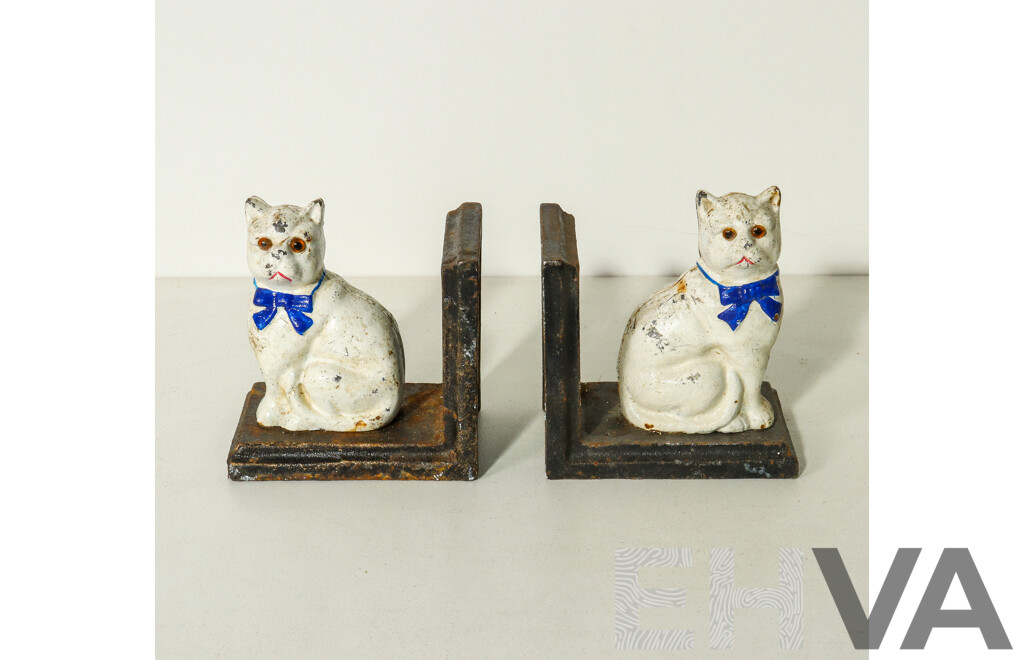 Pair Cast Iron Cat Bookends