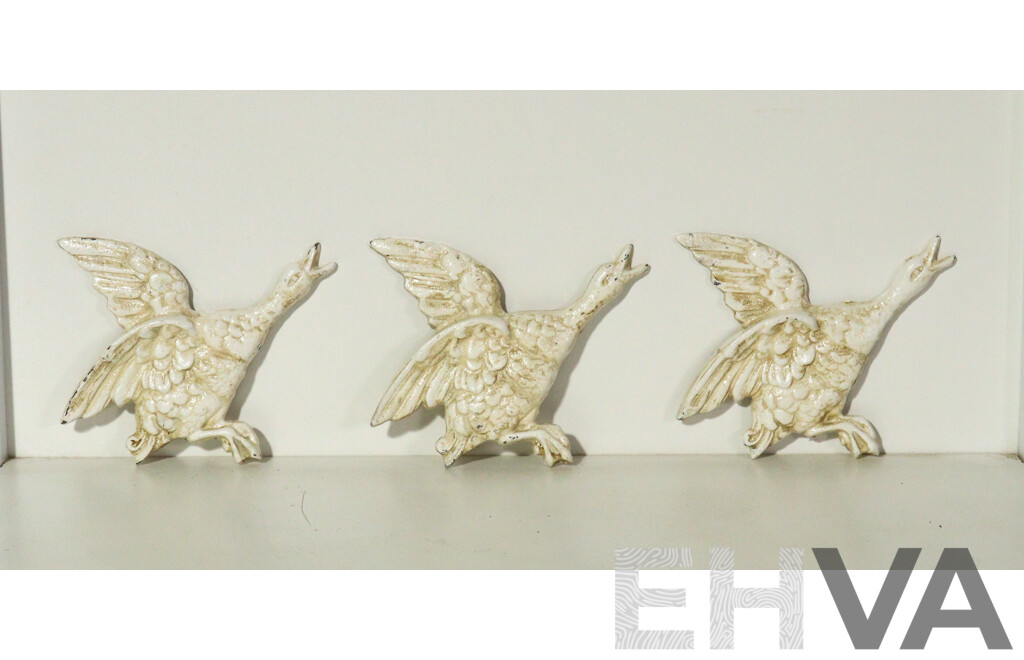 Set of 3 Cast Iron Flying Ducks - Wall Mounted