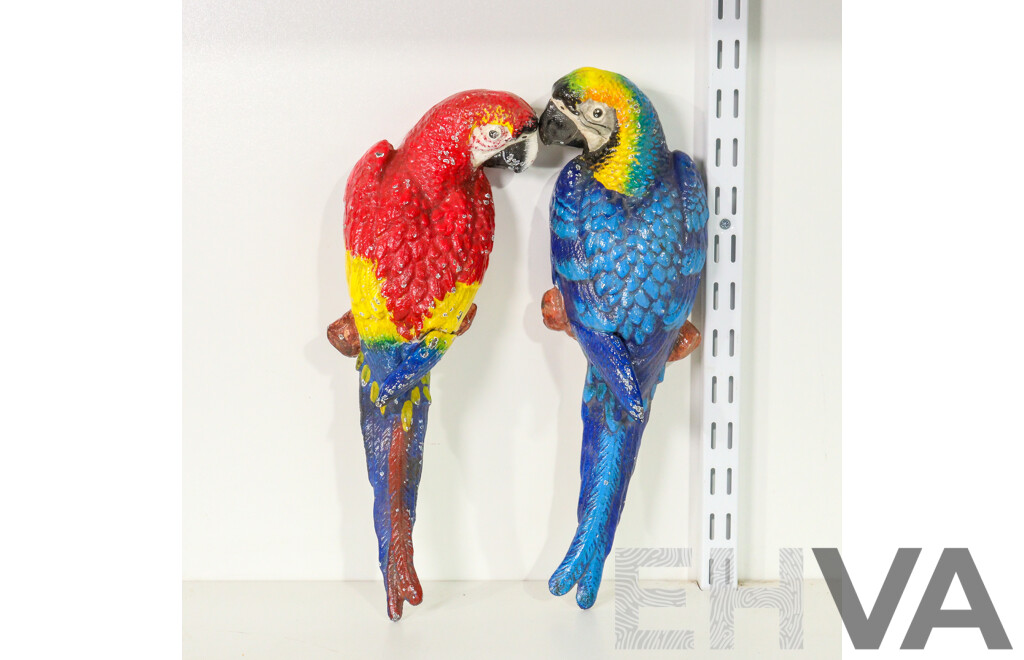 Pair of Cast Iron Parrot Wall Hangings