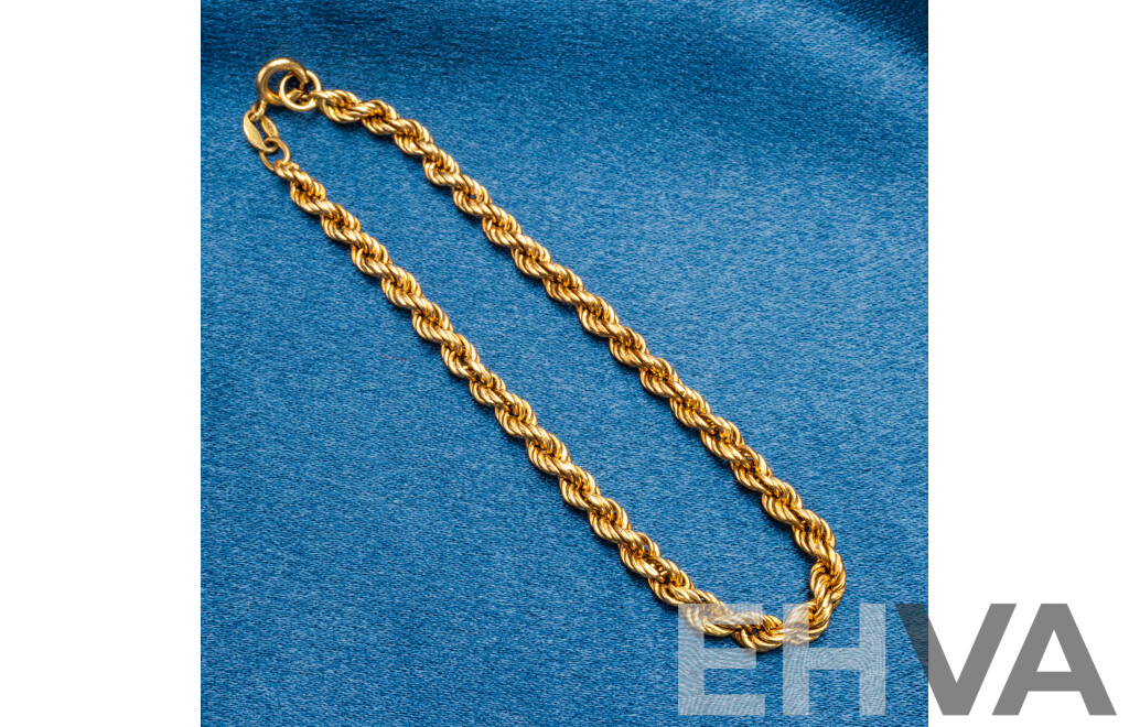 18ct Yellow Gold Rope Bracelet - 3.98gms