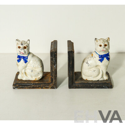 Pair Cast Iron Cat Bookends