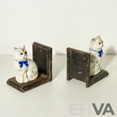 Pair Cast Iron Cat Bookends