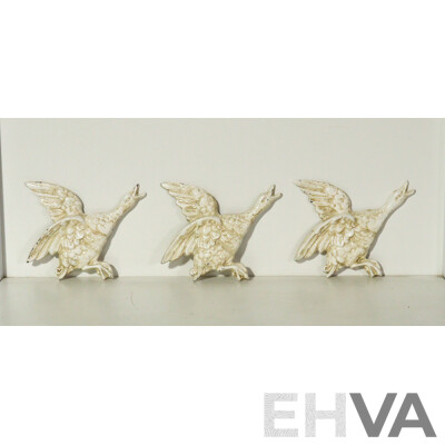 Set of 3 Cast Iron Flying Ducks - Wall Mounted