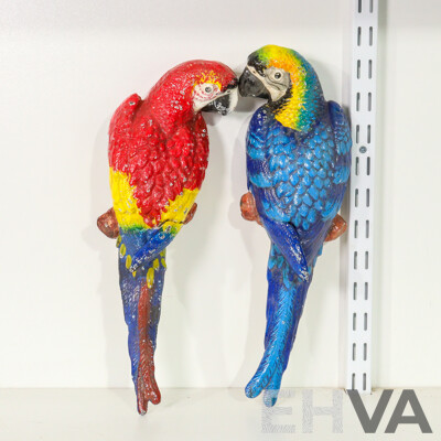 Pair of Cast Iron Parrot Wall Hangings