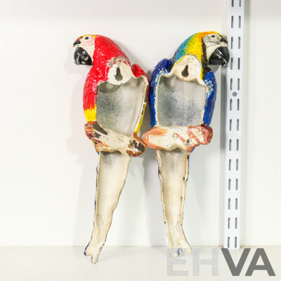 Pair of Cast Iron Parrot Wall Hangings