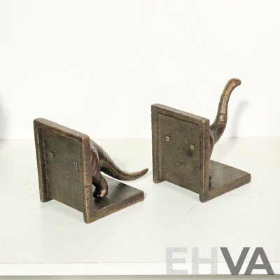 Pair of Cast Iron Dinosaur Bookends
