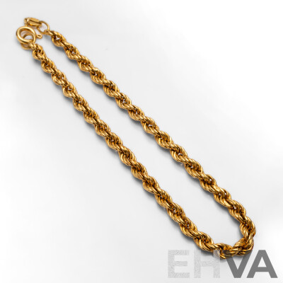 18ct Yellow Gold Rope Bracelet - 3.98gms