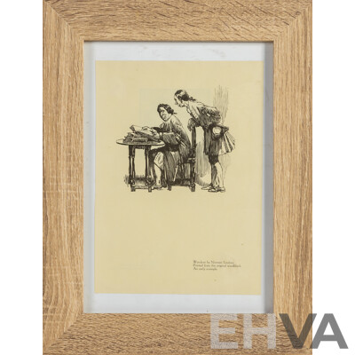 Norman Lindsay (19/20th Centuries, Australian, 1879-1969), Untitled - Two Men, Reproduction Print After Original Woodblock, 38 x 29 cm (frame)