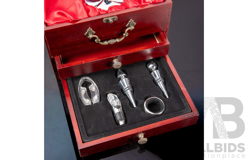 Chrome Bench Mount Cork Screw in Presentation Case