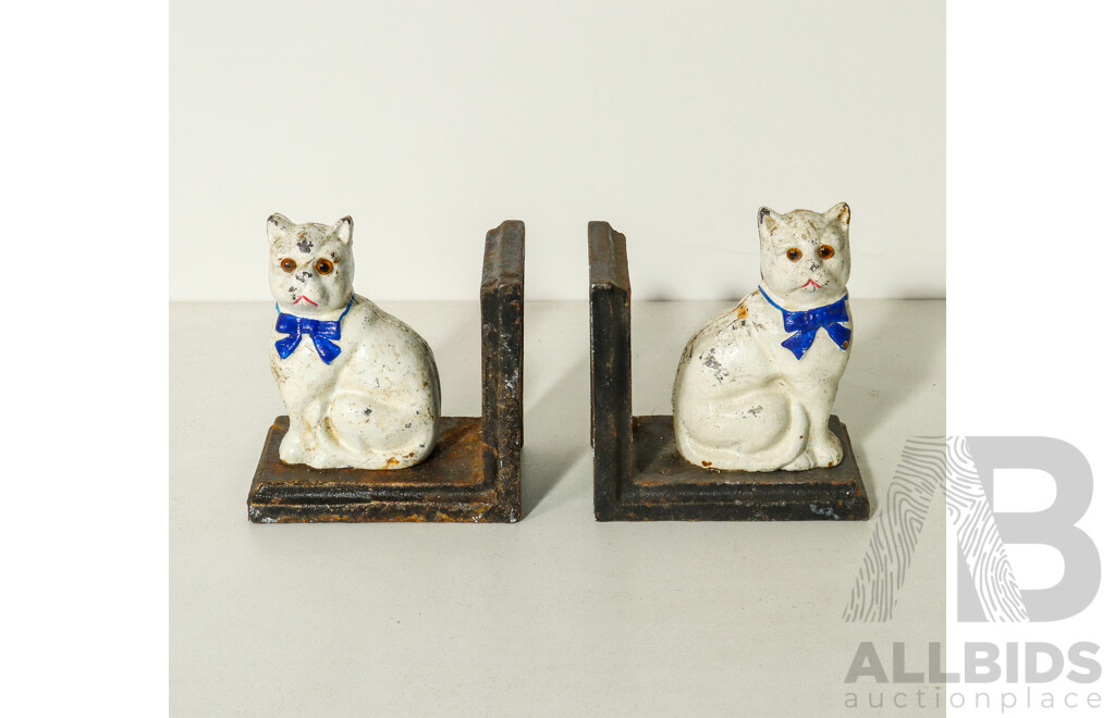 Pair Cast Iron Cat Bookends