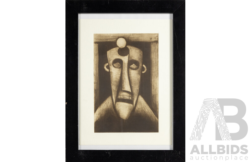 Pro Hart, (20th Century, Australian, 1928--2006), Old Miners Face, Burnished Aquatint Etching, Unsigned Printer's Proof, 49 x 36 cm (frame)