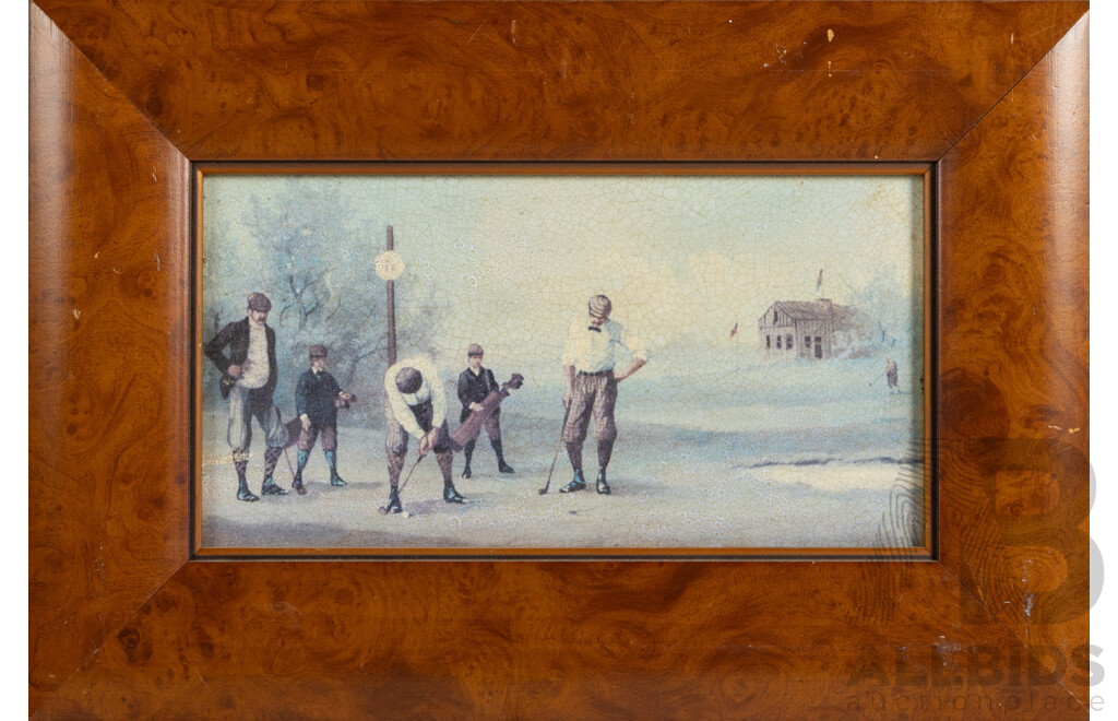 Artist Unknown, (20th Century), Gentleman Golfing, Early Vintage Canvas Look Print, 26 x 39 cm (frame)