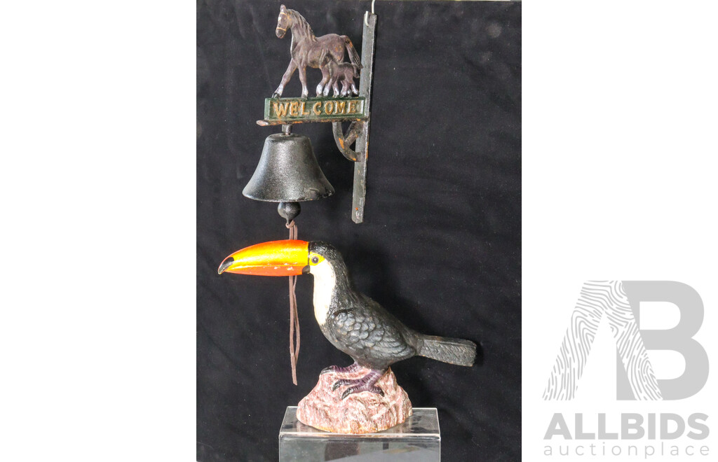 Cast Iron Welcome Bell with Cast Iron Toucan