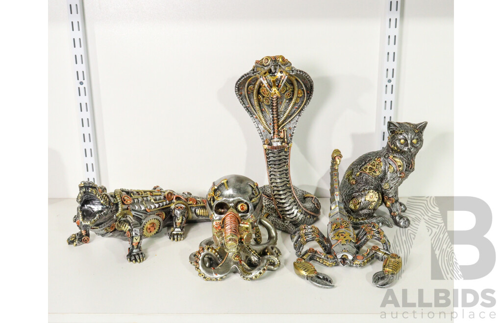 Collection of Five Steampunk Animal Figurines