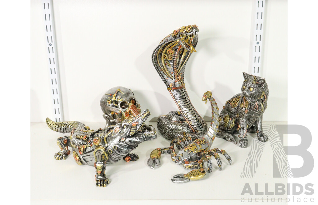 Collection of Five Steampunk Animal Figurines