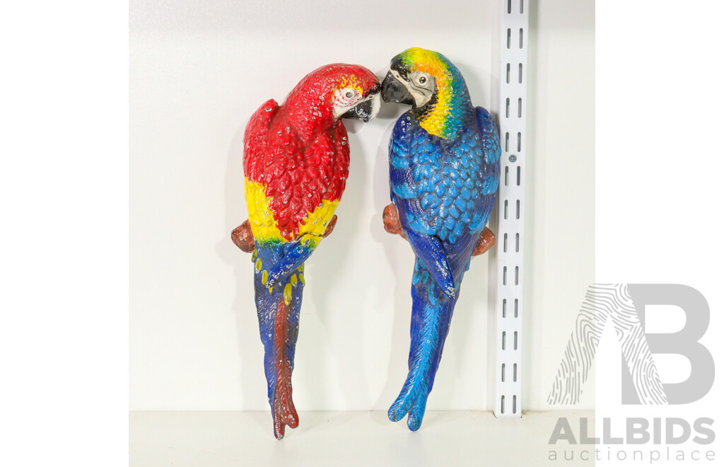 Pair of Cast Iron Parrot Wall Hangings