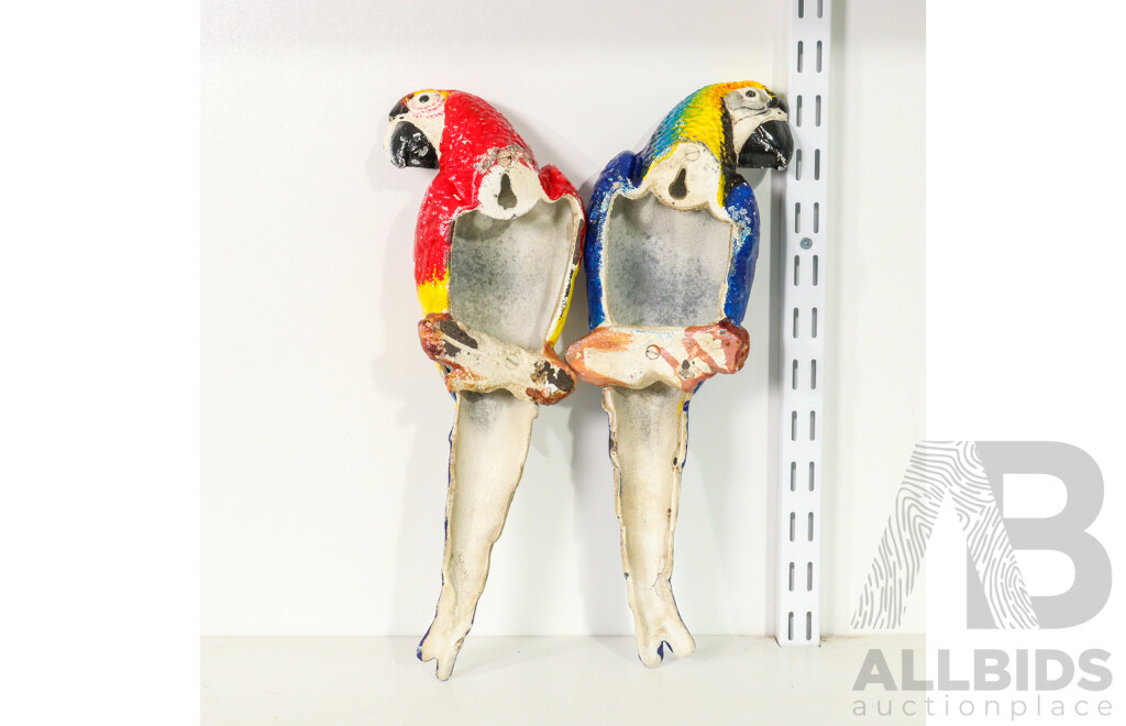 Pair of Cast Iron Parrot Wall Hangings