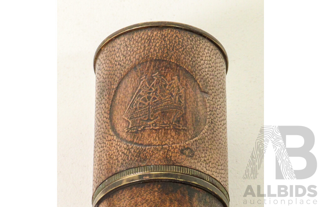 2 Large Magnifying Glasses and Bag with Wooden Handle and Replica Telescope