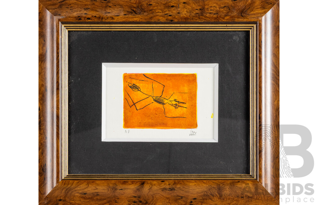 Pro Hart, (20th Century, Australian, 1928-2006), Ant, Hand Coloured Etching, 28 x 33 cm (frame)