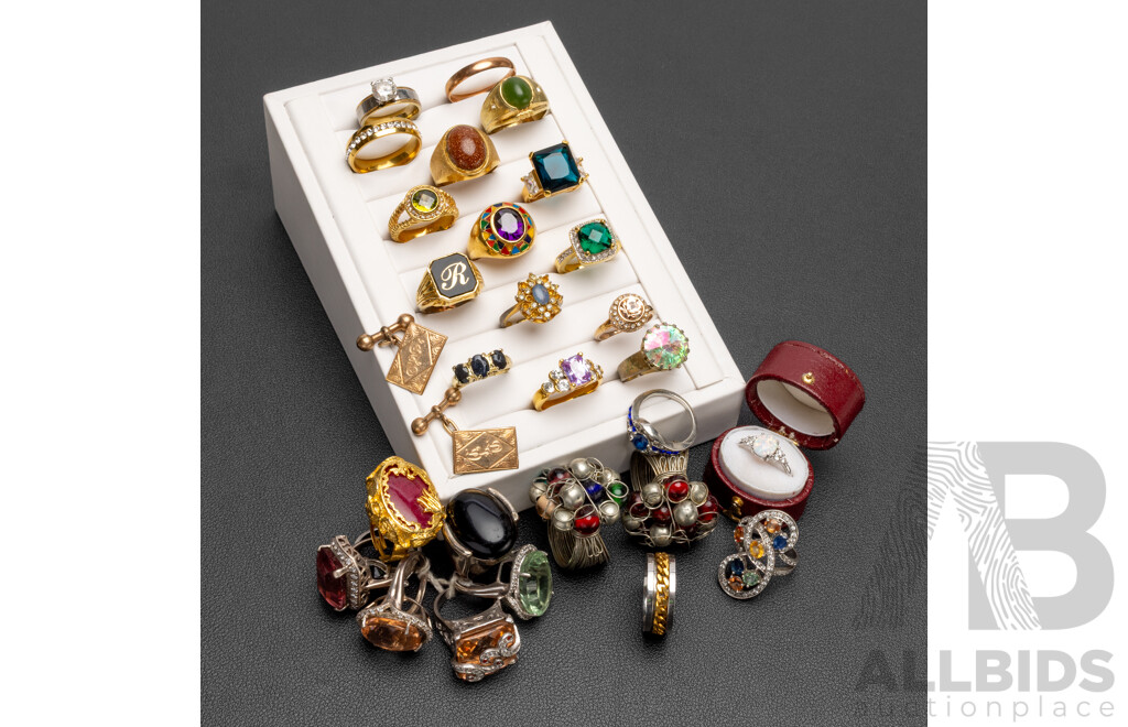 Collection of Sterling Silver, Silver and Gold Tone Rings