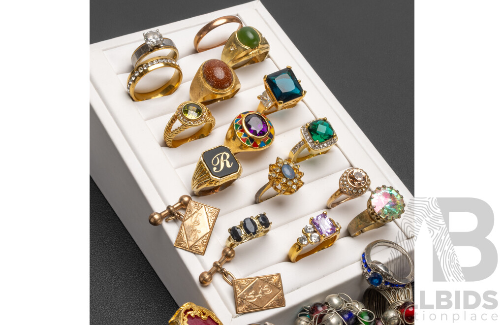 Collection of Sterling Silver, Silver and Gold Tone Rings