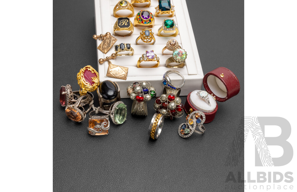 Collection of Sterling Silver, Silver and Gold Tone Rings