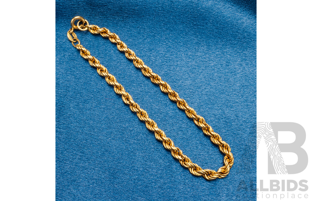 18ct Yellow Gold Rope Bracelet - 3.98gms