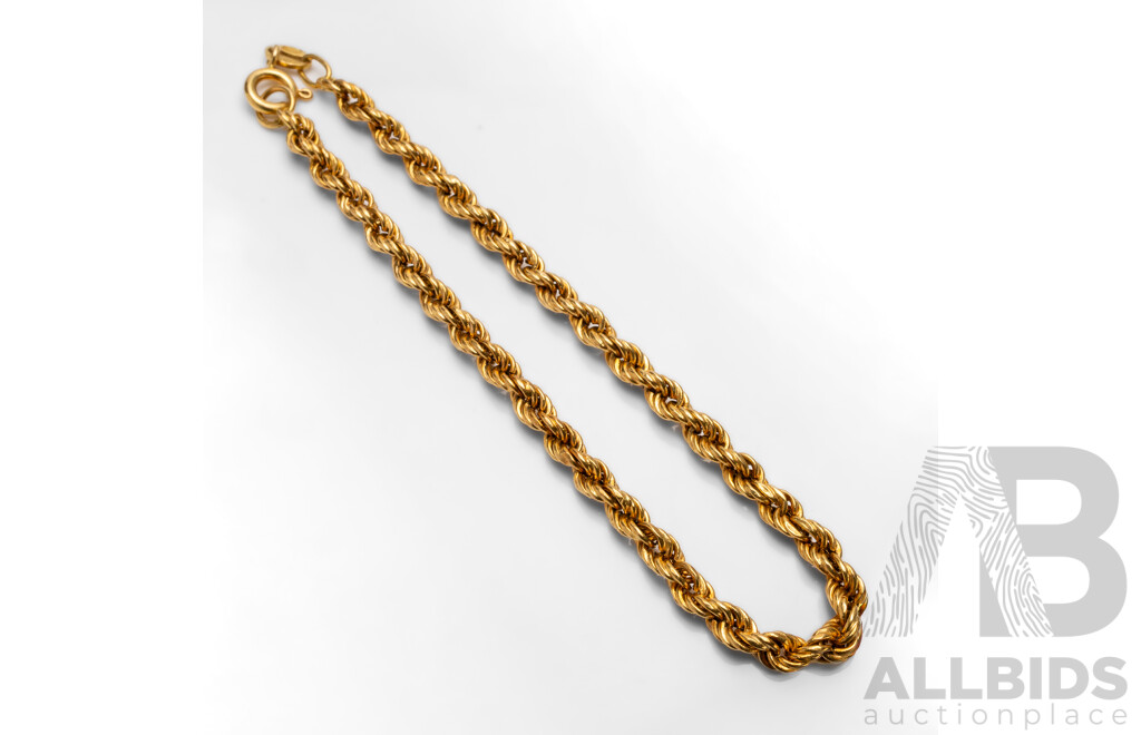 18ct Yellow Gold Rope Bracelet - 3.98gms