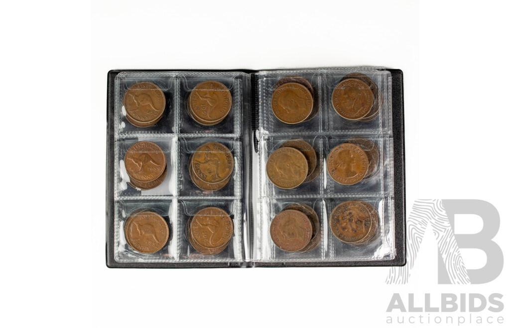 Album of Sixty Australian Pennies, Examples Spanning 1912 to 1964