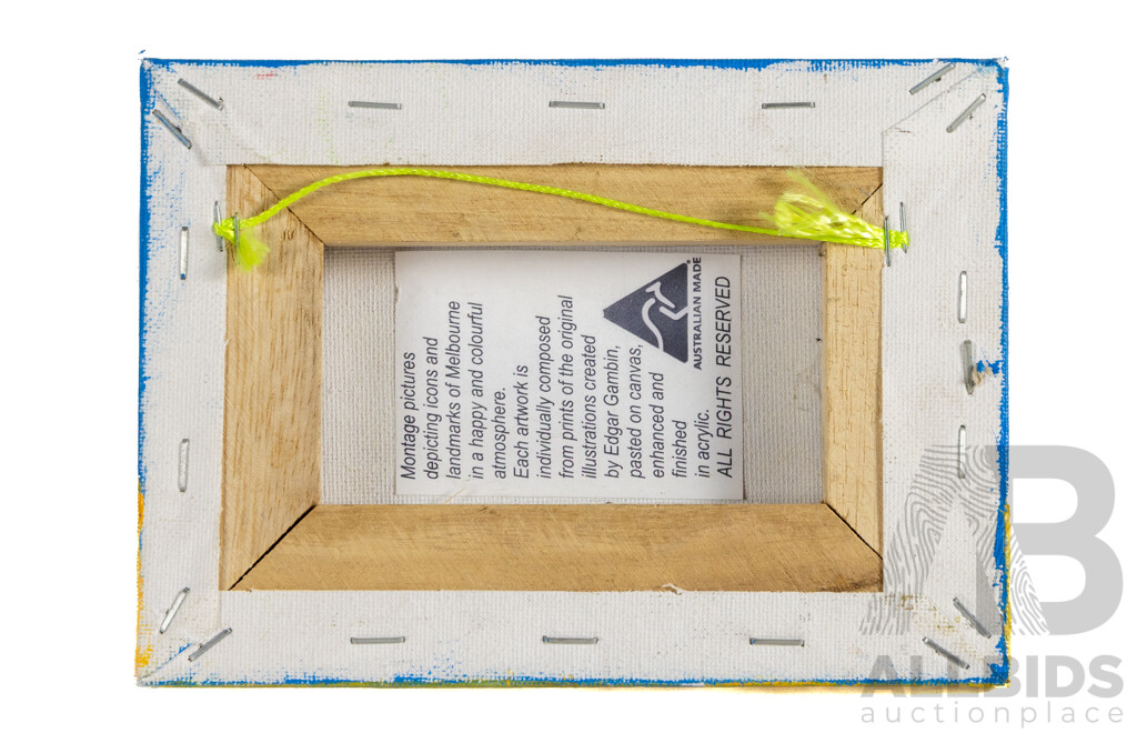 Edgar Gambin, (20th Century, Australian), Friends Sunbathing on Beach, Original Miniature Acrylic on Canvas, 13 X 18 Cm