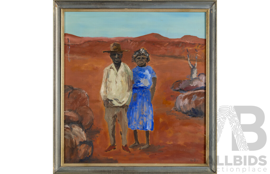 Signed Indistinctly, (20th Century, Australian), Miriam & Fred, Wonderful Original Oil on Board, 55 x 52 cm (frame)